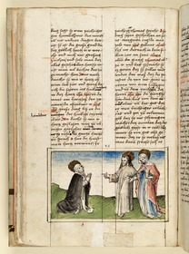 Jesus erscheint der Heiligen mit Maria Magdalena an der Hand. Raimund, Das Leben der Hl. Katharina von Siena (geschrieben von der Nonne Elisabeth Warüssin)