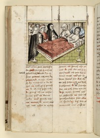 Brüder und Schwestern am Totenbett der Heiligen. Raimund, Das Leben der Hl. Katharina von Siena (geschrieben von der Nonne Elisabeth Warüssin)