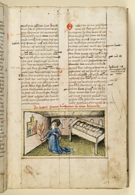 Die Heilige in ihrer Kammer im Gebet. Raimund, Das Leben der Hl. Katharina von Siena (geschrieben von der Nonne Elisabeth Warüssin)