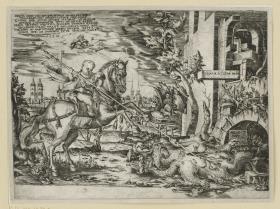 Allegorie: Das Christkind besiegt die katholische Kirche