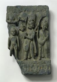 Erzählende Szene (Fragment): Die sieben Schritte des neu geborenen Siddhartha Gautama