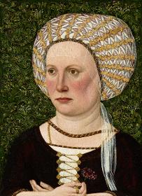 Bildnis einer Frau mit golddurchwirkter Haube