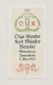 Verlobungsanzeige Olga Wander und Karl Münster (Vogeler-Zierat)