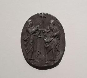 Ovale Plakette mit den Heiligen Johannes und Philippus