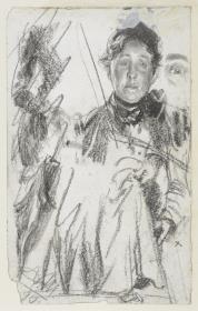 Heinrich von Kleist, Der zerbrochene Krug: Dame mit Hut, Details, z.T. getilgt
