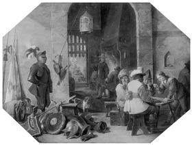 Wachtstube mit würfelnden Soldaten