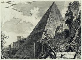 Pyramide des Gaius Cestius (aus: Vedute di Roma)