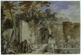 Ansicht des Pomona-Brunnens in den Gärten der Villa d'Este in Tivoli