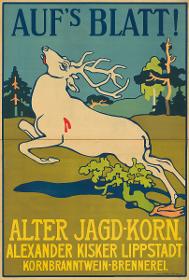 Aufs Blatt. Alter Jagd-Korn Alexander Kisker Lippstadt Kornbranntwein-Brennerei