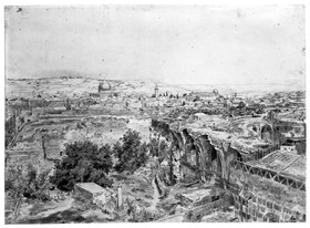 Blick vom Dach der Grabeskirche nach der Zionshöhe in Jerusalem