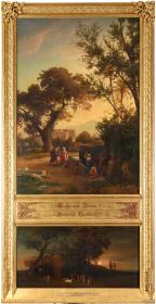 Elieser und Rebecca am Brunnen (oben). Begräbnis Abrahams (unten). Aus dem Zyklus "Zwölf biblische Landschaften mit der Geschichte Abrahams"