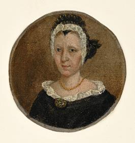 Porträt einer Frau mit schwarzer Haube