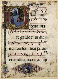 Umrahmung und Initiale D, darin die Berufung Petrus
