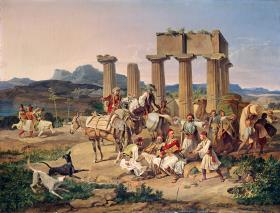 Palikaren vor dem Tempel von Korinth