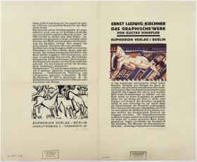 Liegendes nacktes Mädchen mit Katze. Prospekt zu: Gustav Schiefler. Die Graphik Ernst Ludwig Kirchners bis 1924. Bd. 1 bis 1916. Berlin 1926