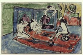 Vier Akte im Atelier (Postkarte an Maschka Mueller)