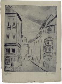 Straße mit rundem Erker