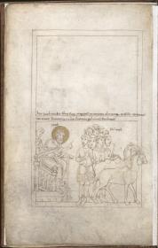 Fragment eines Psalteriums, Bl. 6 verso - Jakob schickt seine Söhne nach Ägypten