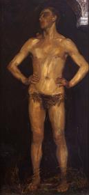 Mann. Rechte Tafel des Diptychons „Menschenpaar (Homo Sapiens)“. (Verso: weiblicher Rückenakt)
