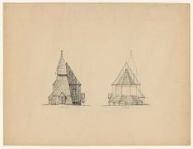 Entwurf für eine Holzkirche, Westseite und Ostseite