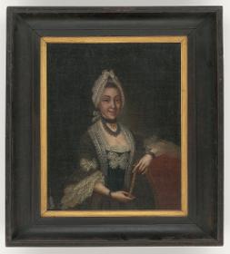 Porträt einer Frau in Schoßjacke und Dormeuse
