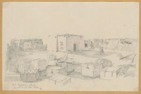 Ägypten-Expedition, Shendy, Wohnhaus der Expeditionsteilnehmer mit Gepäck