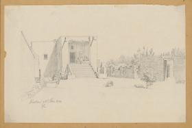 Ägypten-Expedition, Kartum, Wohnhaus der Expeditionsteilnehmer mit Gepäck