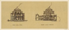 Darmstadt, Oberhessisches Haus, zweiter Vorentwurf, Aufrisse der Süd und Westfassade