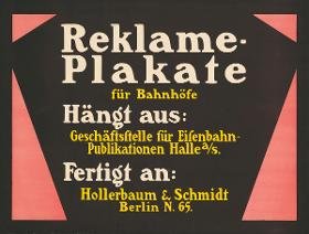 Reklame-Plakate für Bahnhöfe