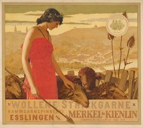 Wollene Strickgarne Kammgarnspinnerei. Merkel & Kienlin Esslingen
