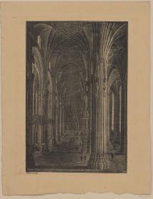 Gotischer Dom. Perspektivische Innenansicht.