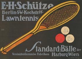 E. H. Schütze Lawntennis. Standard-Bälle der Vereinigten Gummiwaren-Fabriken Harburg/Wien