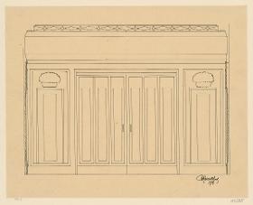 Darmstadt, Oberhessisches Haus, Speisezimmer, Aufriss der Westwand