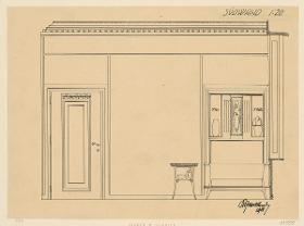 Darmstadt, Oberhessisches Haus, Musiksalon, Aufriss der Südwand