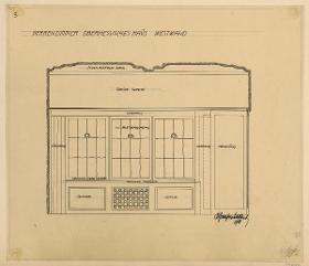Darmstadt, Oberhessisches Haus, Herrenzimmer, Aufriss der Westwand