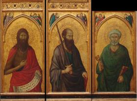 Heilige Johannes der Täufer, zwei Engel und drei Brustbilder von Propheten; Heilige Paulus, zwei Engel und Brustbild v. Proph.