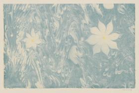 Marmorpapier (mit zwei großen Blüten)