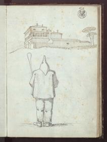 Villa in der Umgebung von Rom & Rückenansicht eines Hirten