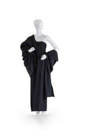Schwarzes Abendkleid mit Riesenschärpe