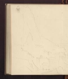 Blick über die Stadt und den Dom von Amalfi hinweg auf das Meer