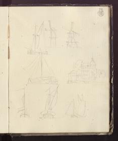 Segelschiffe & Windmühlen & Ansicht einer holländischen Stadt