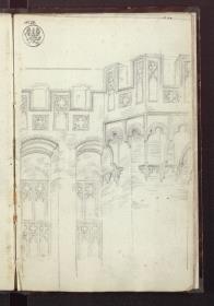 Malbork bei Danzig. Obere rechte Ecke des Westflügels des Hochmeisterschlosses auf der Marienburg