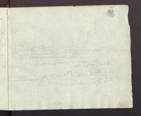 Blick vom Epomeo auf Ischia nach Osten über den Golf von Neapel auf den Vesuv