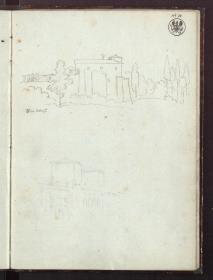 Gebäude im Bereich der Villa Ludovisi & Die Aurelianische Mauer mit zwei Türmen