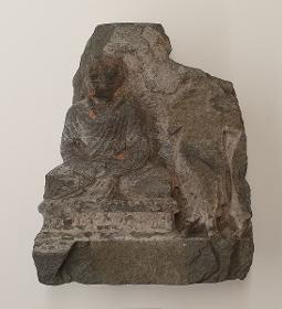 Verehrungsszene eines meditierenden Buddha (Fragment)