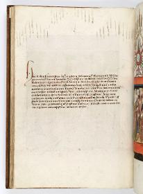 Einzug der Johanna von Kastilien in Brüssel am 9. Dezember 1496: Lebende Bilder: Kommentar zu Dreiteilige Bühne, links und rechts Isaak mit Rebekka, in der Mitte Abraham und Elieser, darüber in einem vierten Bild die Hl. Dreifaltigkeit