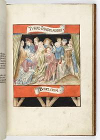 Einzug der Johanna von Kastilien in Brüssel am 9. Dezember 1496: Lebende Bilder: Jubal am Ambos und Tulbakaim, der Erfinder der Musik, umgeben von Edelleuten