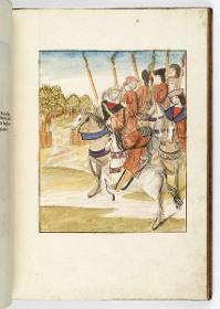 Einzug der Johanna von Kastilien in Brüssel am 9. Dezember 1496: Acht Famuli mit Fackeln zu Pferd