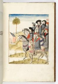 Einzug der Johanna von Kastilien in Brüssel am 9. Dezember 1496: Acht Gerichtspräsidenten zu Pferd