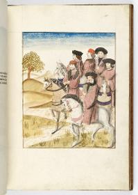 Einzug der Johanna von Kastilien in Brüssel am 9. Dezember 1496: Sechs "Secretarii" zu Pferd